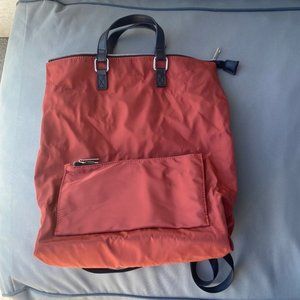 RUCKSACK  Maroon + black silver zip details adjustable straps zip pocket